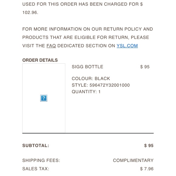 Authentic YSL Saint Laurent Sigg Water Bottle Black Aluminum Travel 20oz / 0.6L - Picture 6 of 6